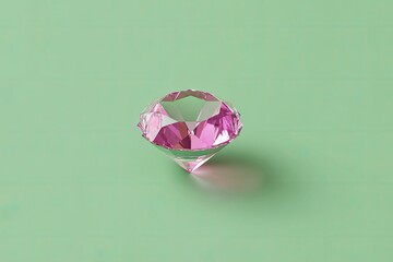 Pink diamond on mint green surface