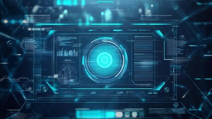 Futuristic head up display showing interactive data analysis and processing information - Powered by Adobe