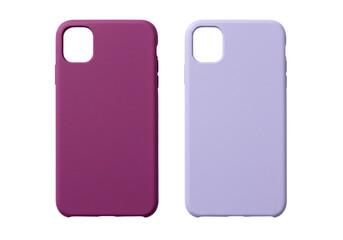 Purple and lavender phone cases on transparent background