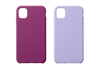 Purple and lavender phone cases on transparent background