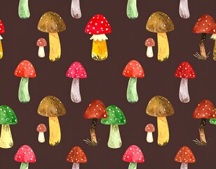Watercolor mushroom pattern