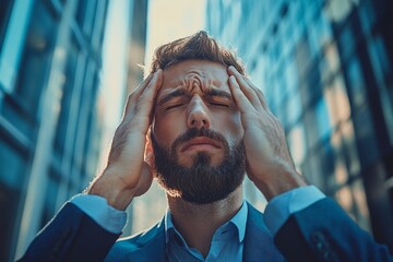 Experienced programmer working inside the office at his workplace, senior man with a beard and glasses using a laptop, satisfied with his achievements and success, Generative AI