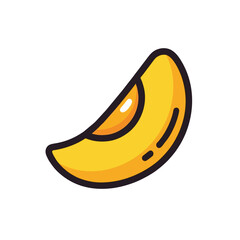 Flat Vector Mango Slice Logo, Stylized With Bold Outline and Minimal Shading