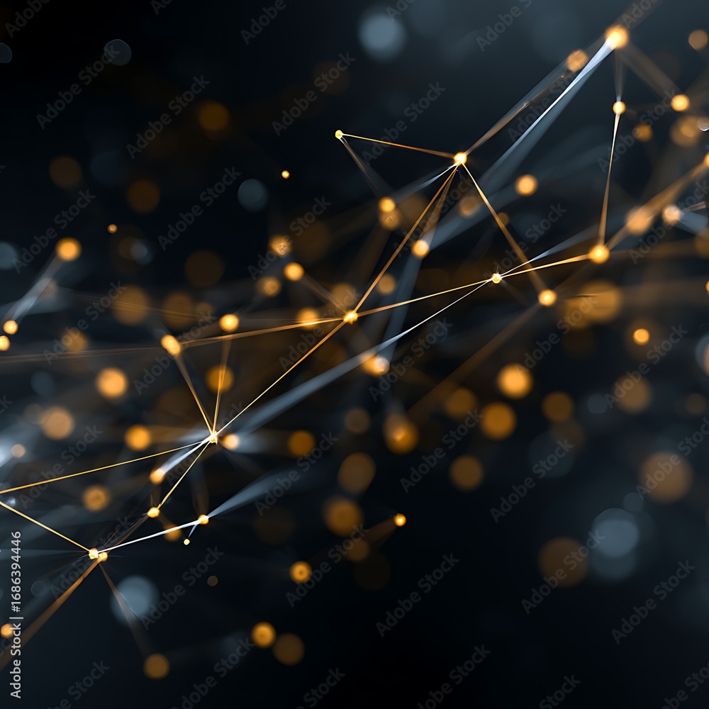 Aufkleber dynamic abstract network glowing with golden light, representing connection, data, and innovation in