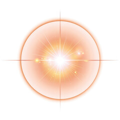 A circular, peach-toned target with a bright, starbursting center.  Inner circle highlights outward.  Crosshairs mark the center
