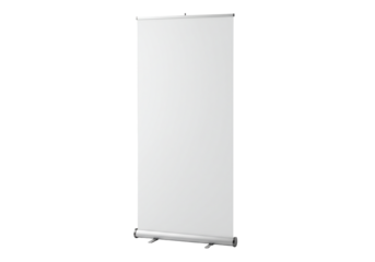 Blank roll up banner display stand advertising mockup trade show presentation white vertical portable empty template
