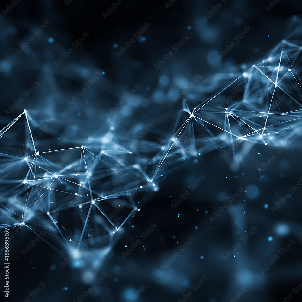 Fototapete dynamic network of glowing nodes and lines represents abstract digital connection and futuristic tec