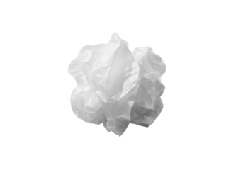 Irregularly crumpled, translucent wax paper with soft muted highlights and delicate folds, isolated on a clean transparent background with no shadows, concept for material texture study