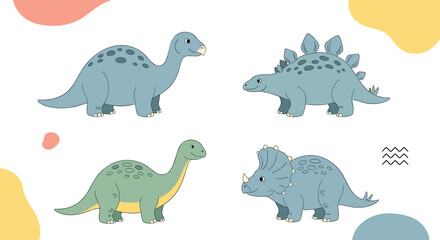 Naklejka premium Adorable cartoon dinosaurs ready for fun and adventure, perfect for kids projects