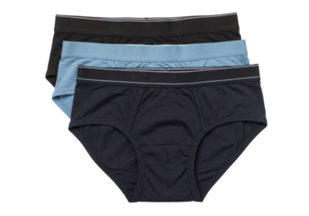 Mens underwear set three colors stacked transparent background