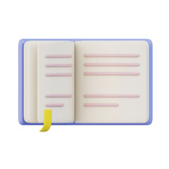 Open book with placeholder text yellow bookmark