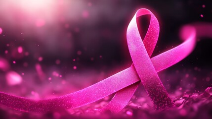 Breast cancer awareness month banner with pink glow, October solidarity design