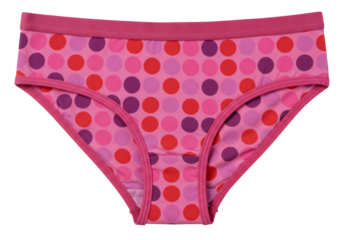 Pink underwear with polka dots on transparent background