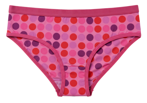 Pink underwear with polka dots on transparent background