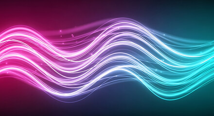 Fototapeta premium energetic neon pink to cyan wave gradient background with glowing curves for music festival posters