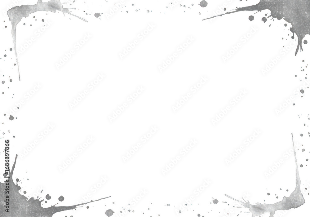 Poster abstract paint splatter border isolated on transparent background