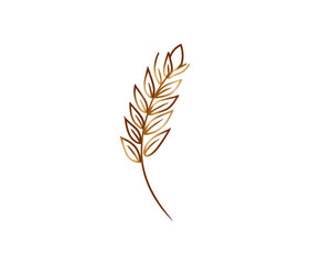 Detailed illustration of a single ear of wheat.  A stylized,  brown-gold wheat  ear,  showing  detailed  textures of the individual kernels.  Dark background