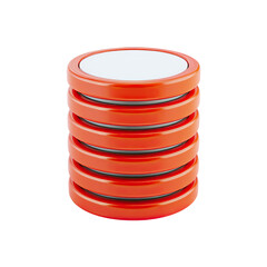 Obraz premium Stacked, orange, circular rings, database icon
