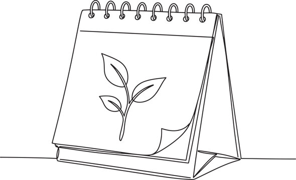 Calendar with plant sprout drawing symbolizing growth planning and scheduling for nature