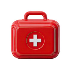 Obraz premium Red medical first-aid kit with white cross