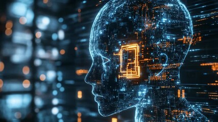 Artificial intelligence processing data in digital brain - Powered by Adobe