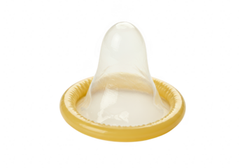 Single condom isolated on transparent background