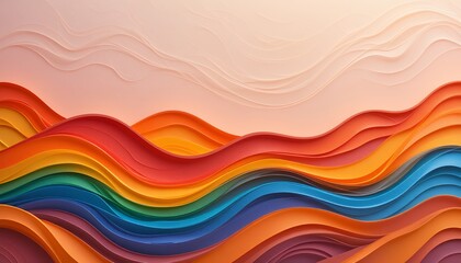 Obraz premium Vibrant layered paper waves in a smooth gradient flowing abstract design with dynamic curves