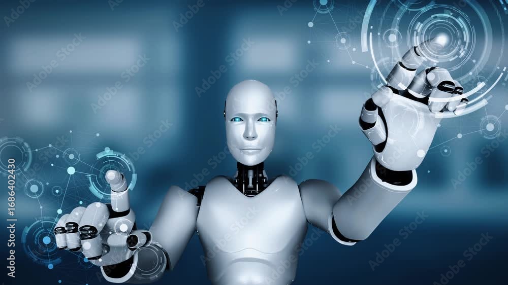 Poster future financial technology controll by ai robot huminoid uses machine learning and artificial intel