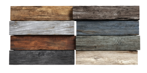 Wooden planks in various shades of brown, gray, and blue