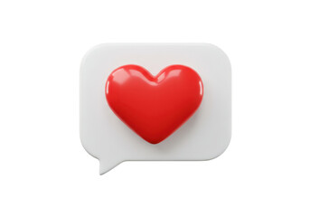 Red heart in a speech bubble isolated on transparent background