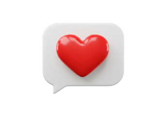 Red heart in a speech bubble isolated on transparent background