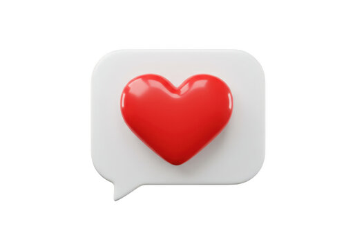 Red heart in a speech bubble isolated on transparent background