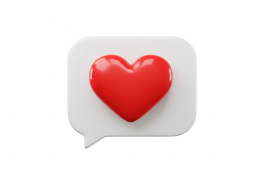 Red heart in a speech bubble isolated on transparent background