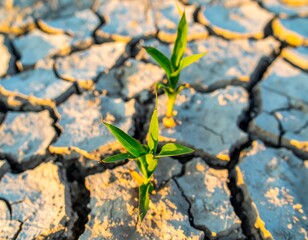 Fototapeta premium Drought-resistant seedlings emerge