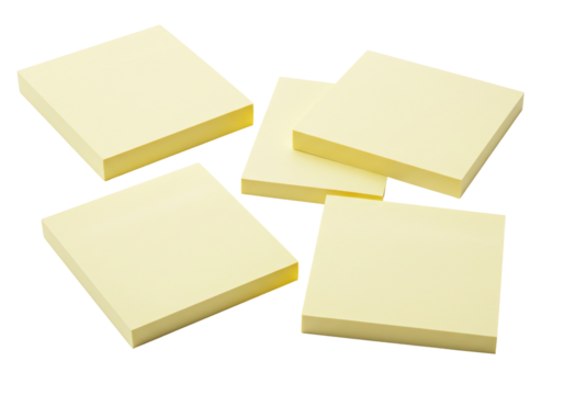 Pale yellow sticky notes on transparent background - Powered by Adobe