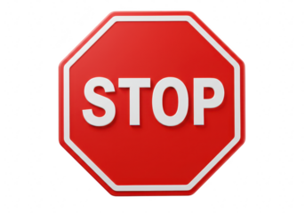 Red stop sign isolated on transparent background