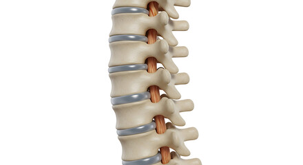 Anatomical model of the human spine isolated on white background