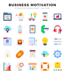 Set of BUSINESS MOTIVATION Icons Flat icons collection.