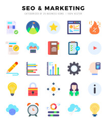SEO & MARKETING icons set for website and mobile site and apps.