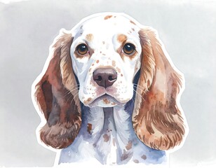 Watercolor portrait of a dog.  Cute, fluffy puppy