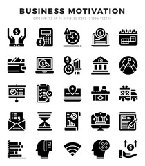 Simple Set of Business Motivation Related Vector Glyph Icons.