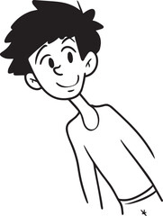 Handsome Man Black and White Illustration Vector Image Male Portrait Fashion Sketch Line Art Design