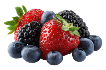 Fresh berries, vibrant mix of red and blue