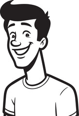 Handsome Man Black and White Illustration Vector Image Male Portrait Fashion Sketch Line Art Design