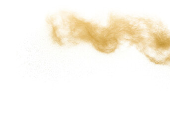 Golden dust cloud explosion isolated on transparent background