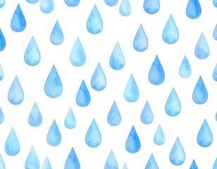 Watercolor rain drops on white