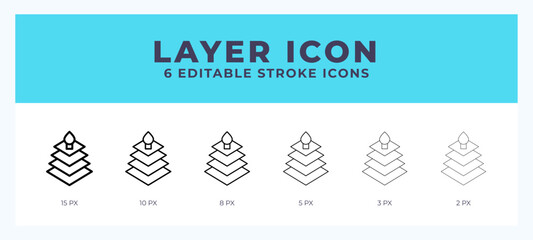 Layer editable line icon. Vector illustration with different stroke.