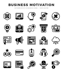 Business Motivation Lineal Filled icons collection. Lineal Filled icons pack. Vector illustration