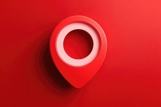 Red map marker icon on red background