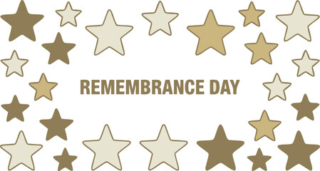 Beige and Brown Stars with Remembrance Day Text Decoration for Memorial Celebrations Background